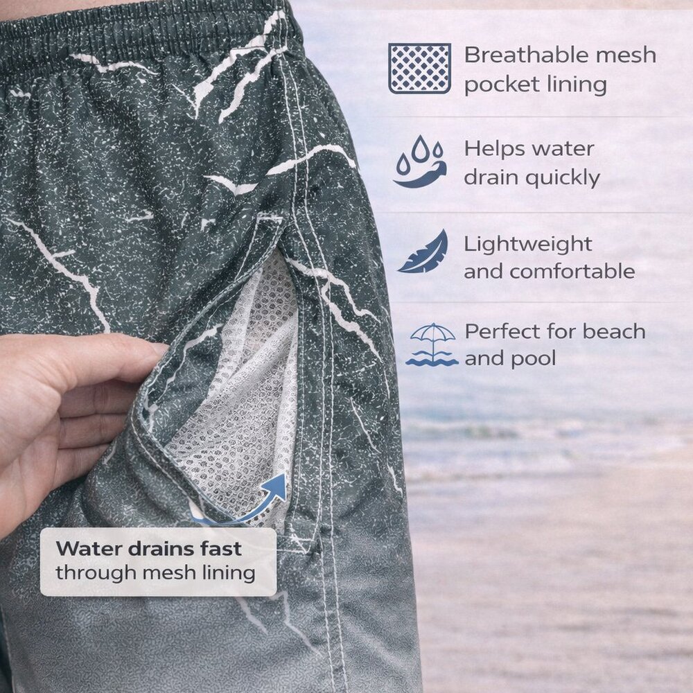 Men’s 2-Pack Quick-Dry Swim Trunks Mesh Liner Beach Board Swim Shorts, 2-Pockets - Picture 4 of 7